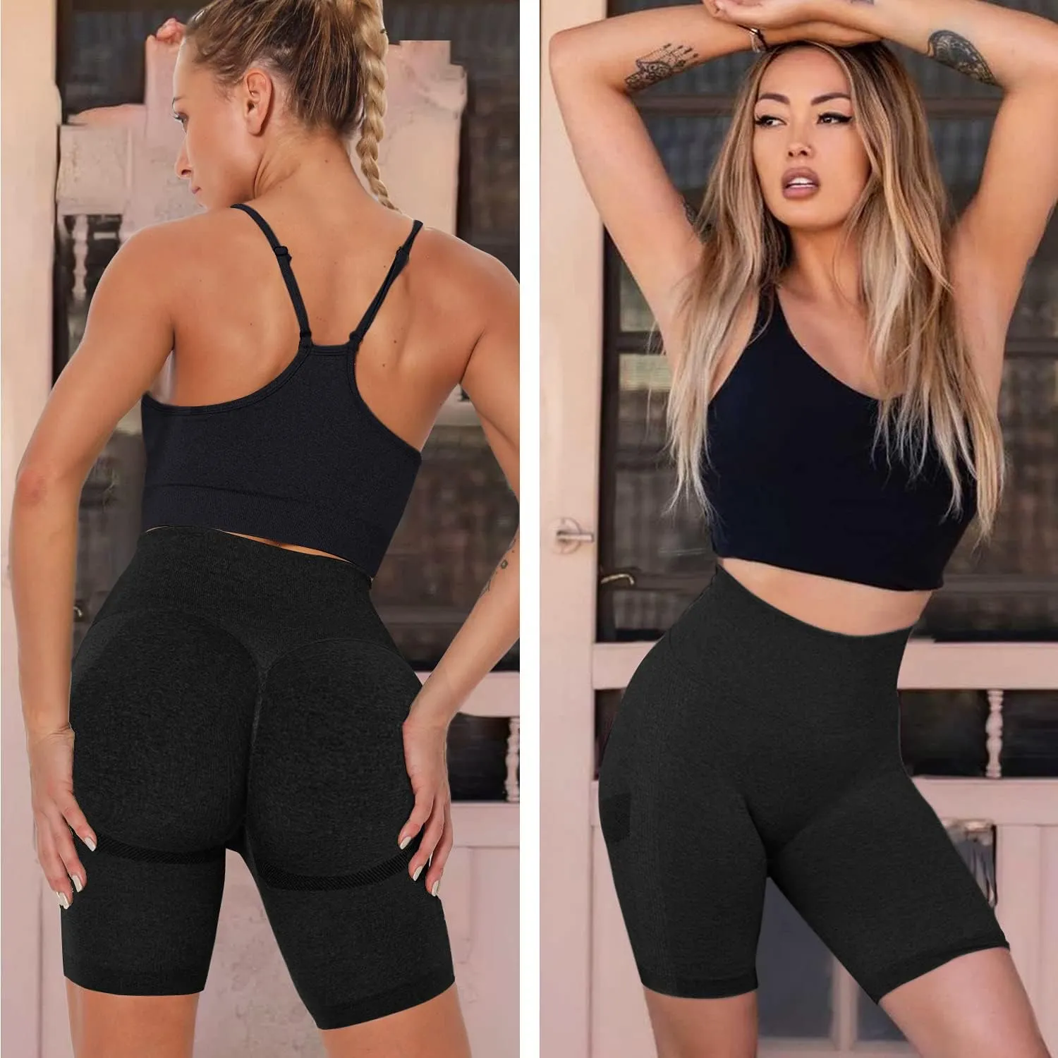 Scrunch Butt Lifting Seamless Shorts for Women High Waist Tummy Control Workout Biker Shorts Ruched Booty Lifting Leggings