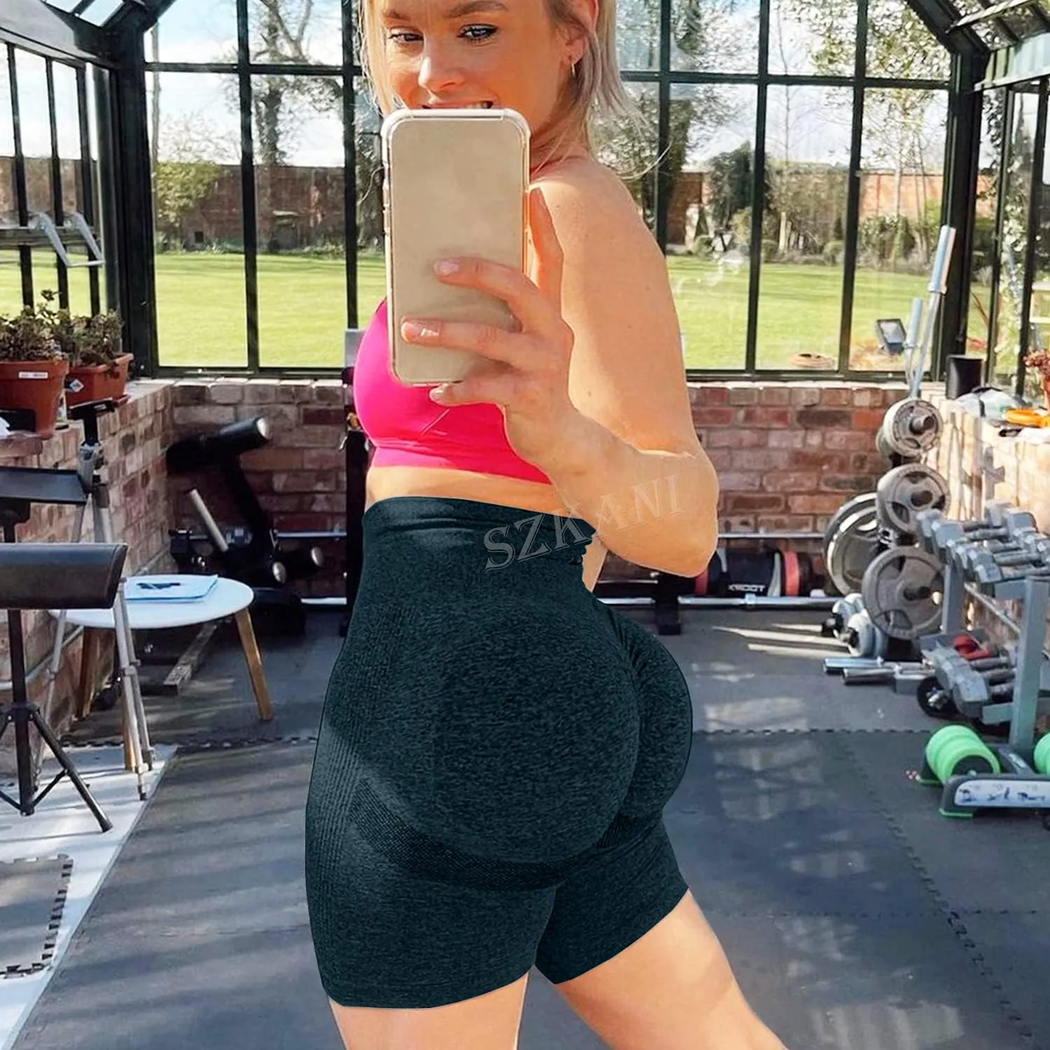 Scrunch Butt Lifting Seamless Shorts for Women High Waist Tummy Control Workout Biker Shorts Ruched Booty Lifting Leggings
