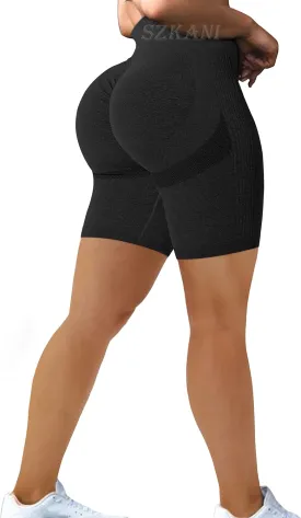 Scrunch Butt Lifting Seamless Shorts for Women High Waist Tummy Control Workout Biker Shorts Ruched Booty Lifting Leggings