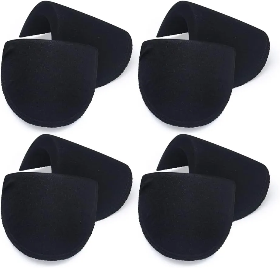 SEMINI 4 Pairs Black Covered Set-in Shoulder Pads Sewing Foam Pads for Blazer Suit Coat Jacket Clothes