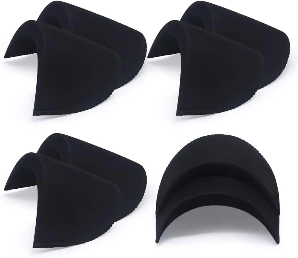 SEMINI 4 Pairs Black Covered Set-in Shoulder Pads Sewing Foam Pads for Blazer Suit Coat Jacket Clothes