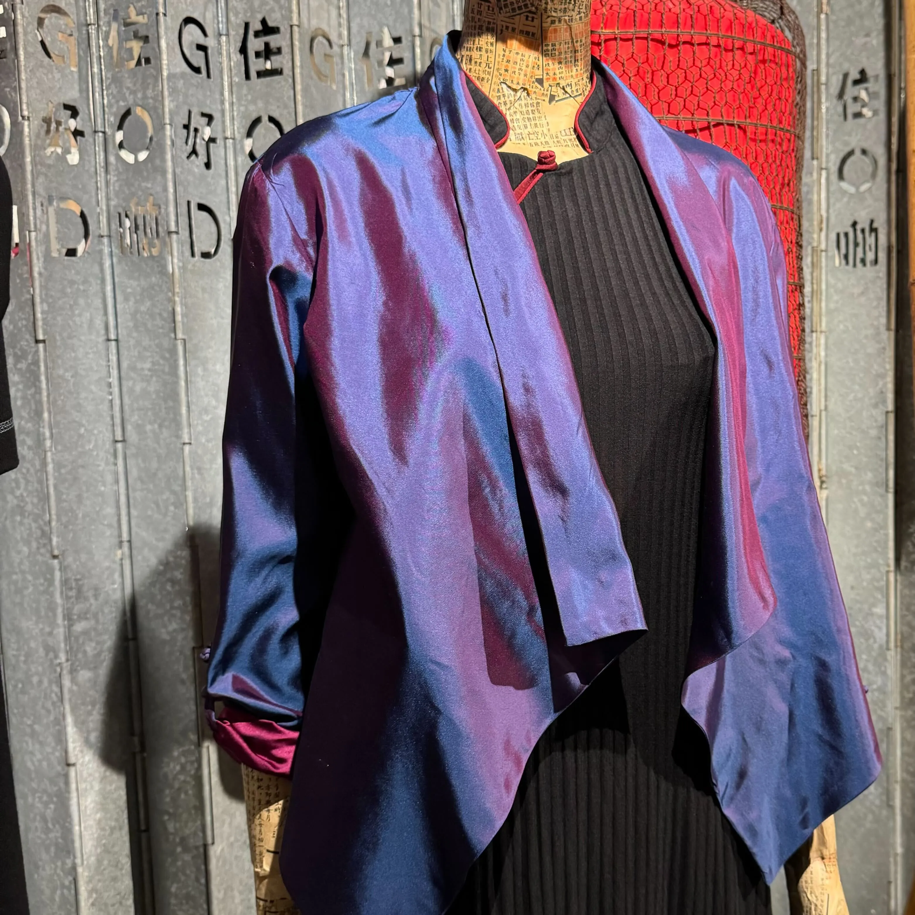 Silk Lightweight Cardigan, Purple/Blue