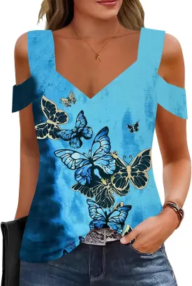 Soesdemo Summer Tops Womens Tunic Top Short Sleeve Cold Shoulder V Neck Loose Fit Basic Tee Casual Tops Shirts Blouse
