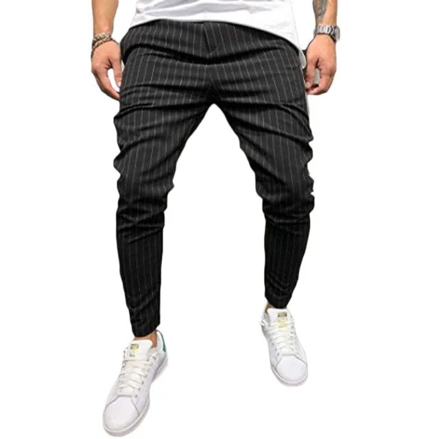 Stripe Slim-fit Fashion pants men