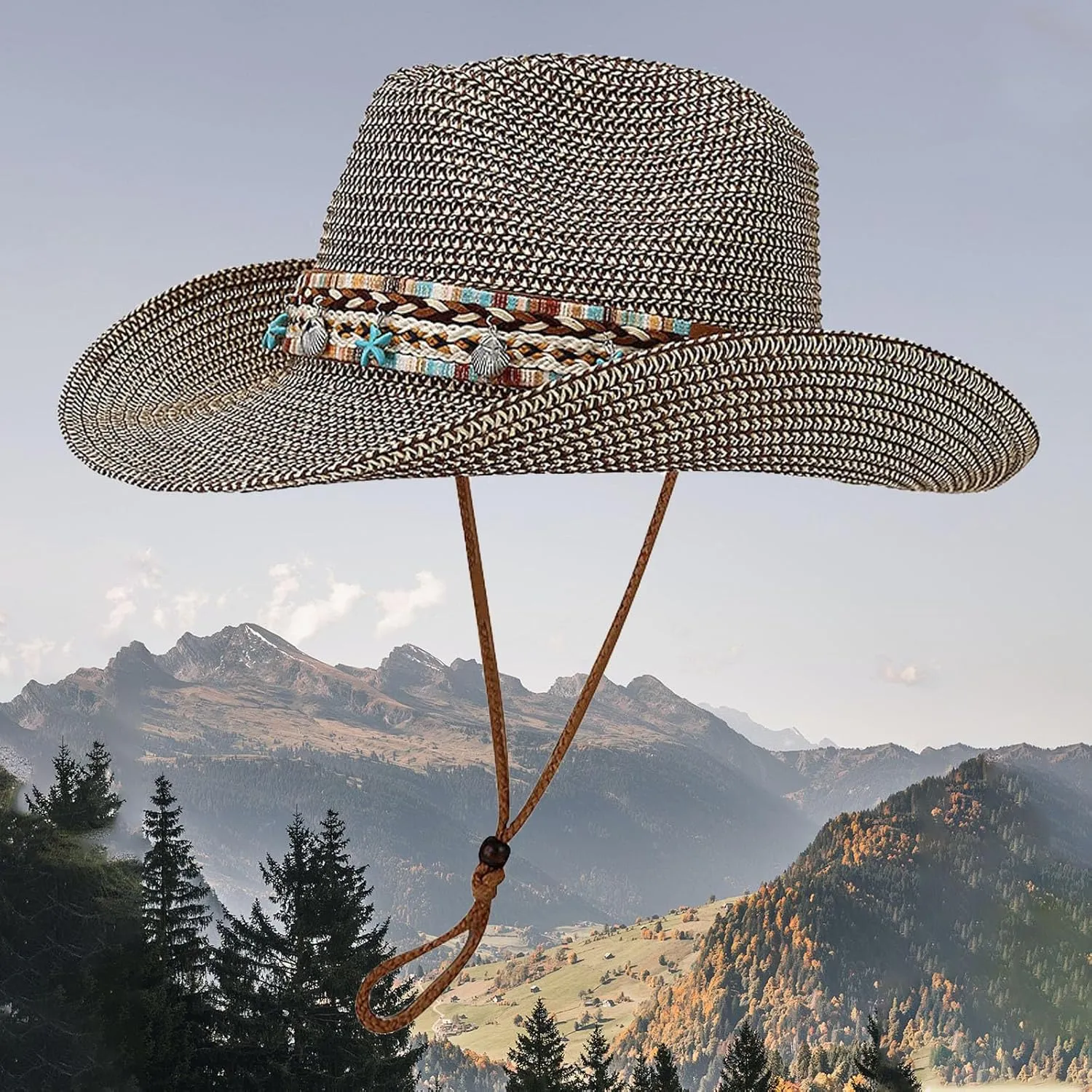 Sun Hats for Women Uv Protection Straw Hat Western Cowboy Hat Summer Panama Hats Ladies Beach Jazz Cap