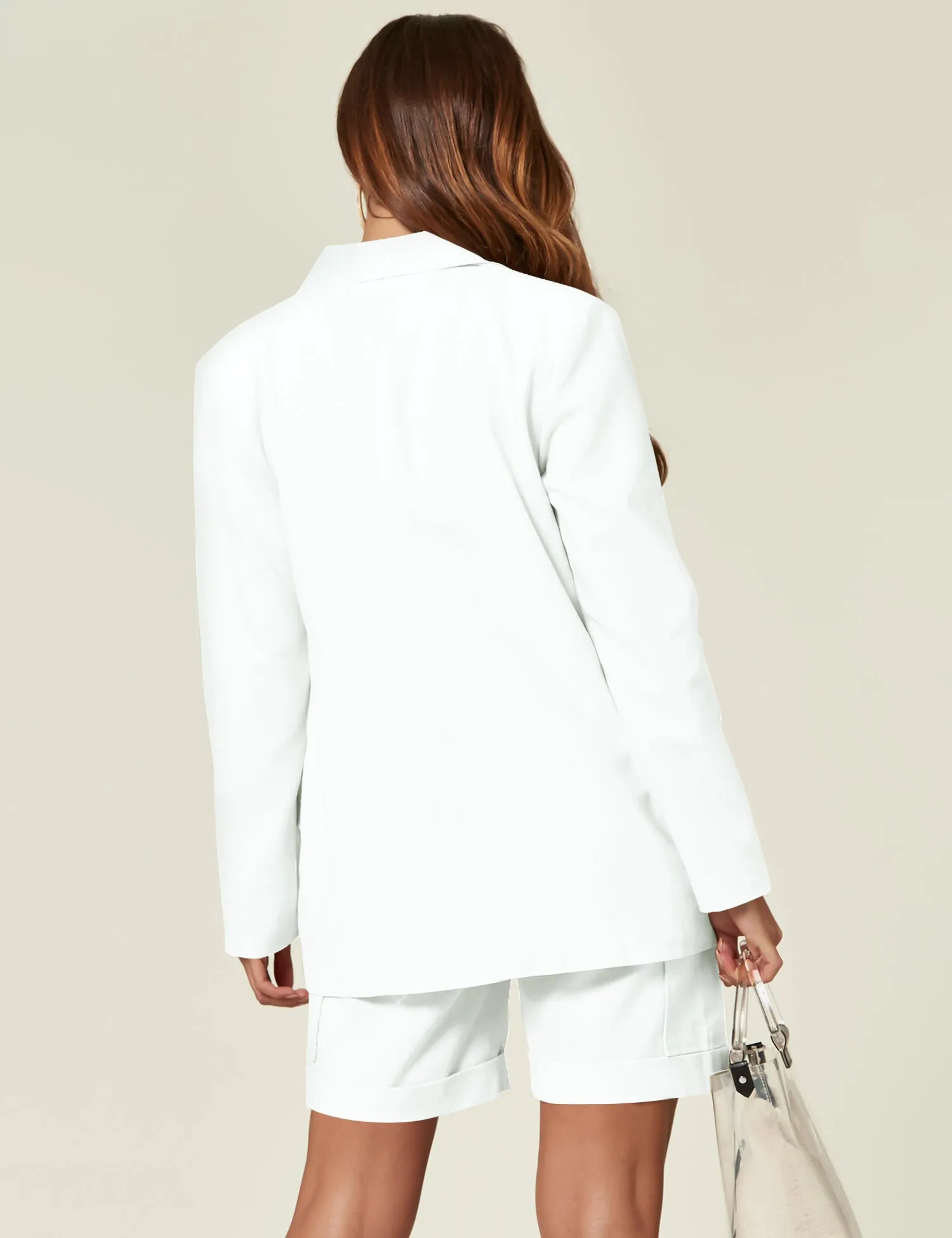 Tailored Double Breasted Blazer Jacket In White
