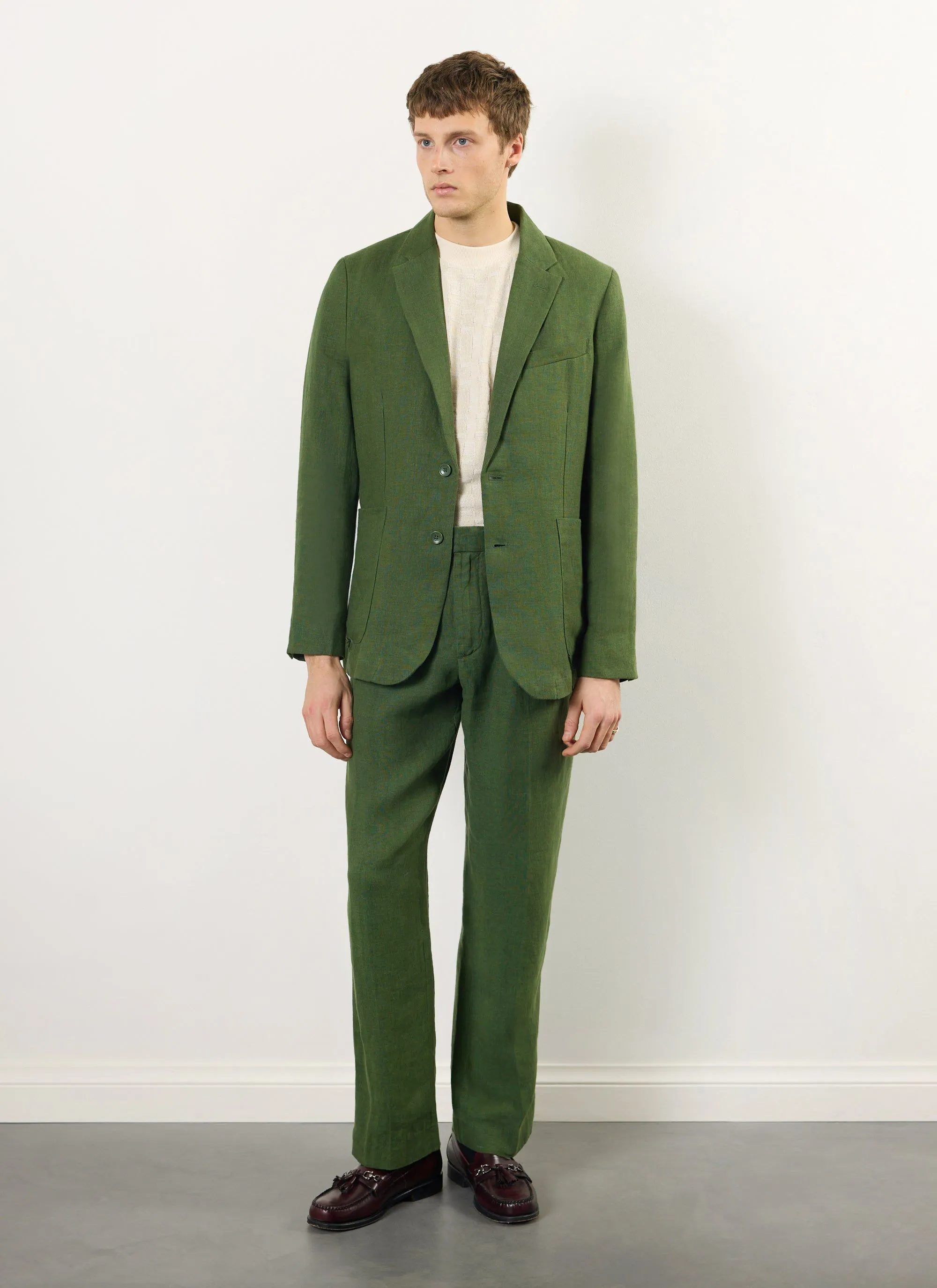 Tailored Linen Blazer | Forest