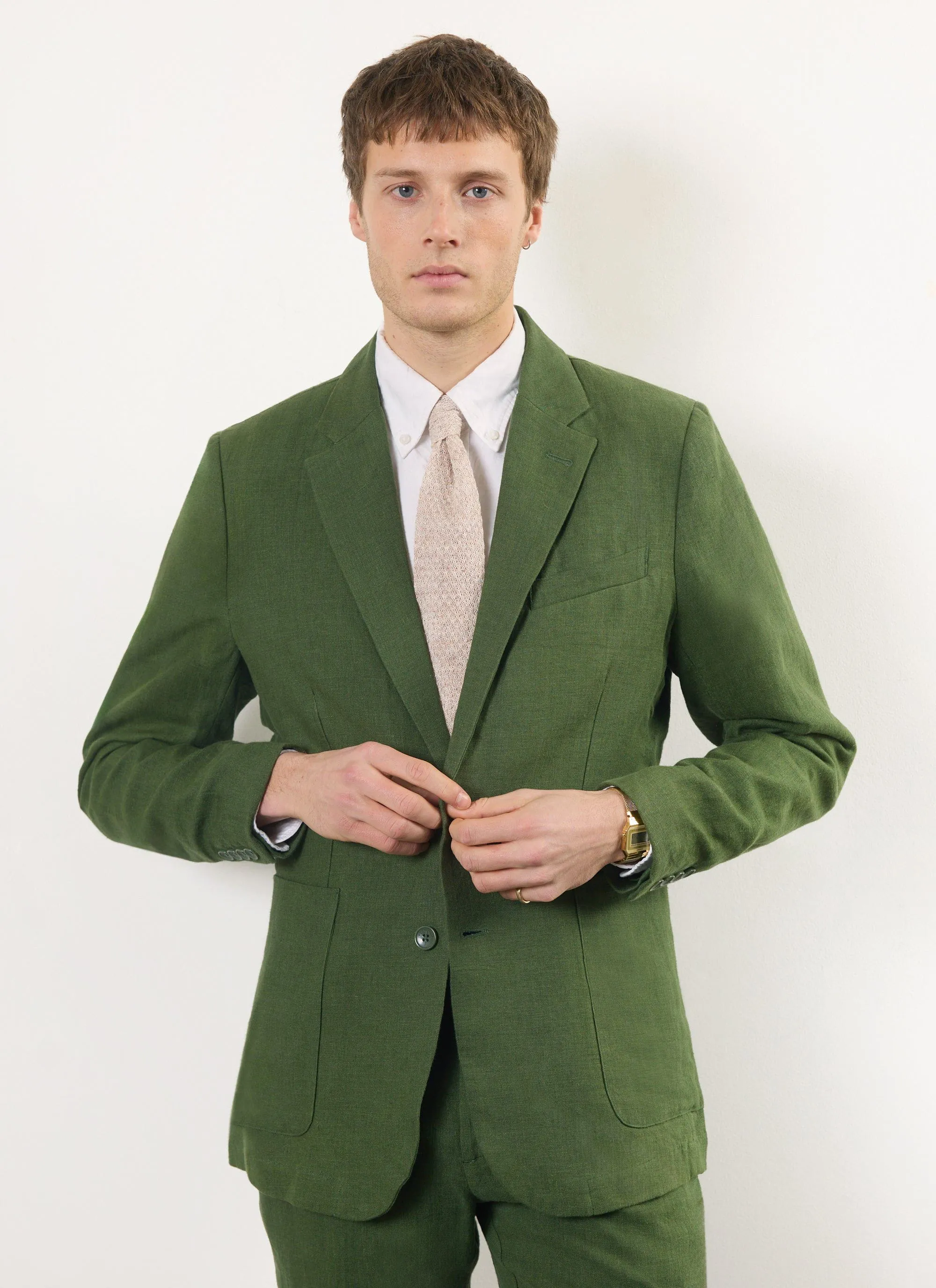 Tailored Linen Blazer | Forest