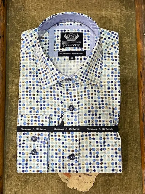 Thomson & Richards Print Shirt - Pebble