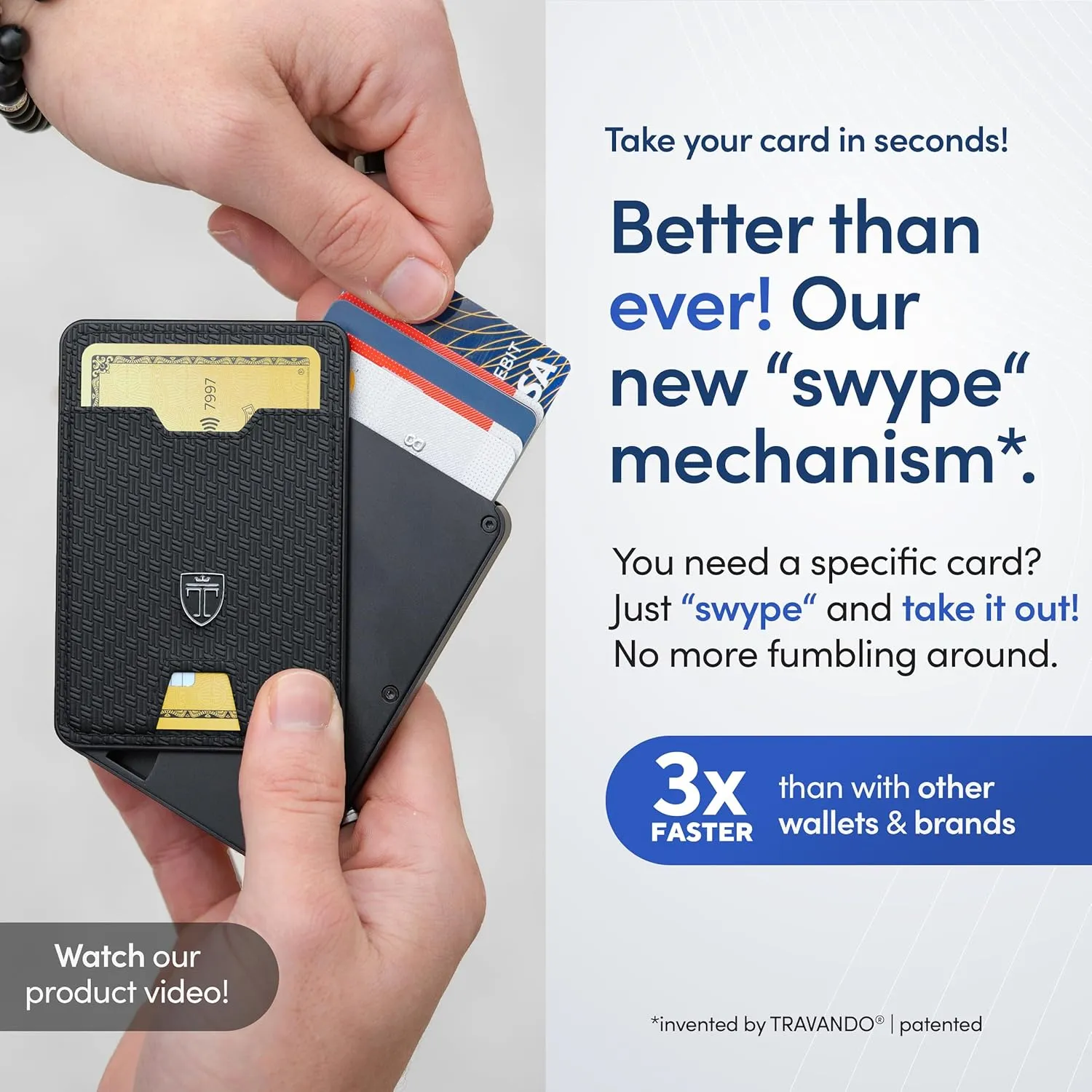 TRAVANDO Swype Slim Wallet for Men Metal RFID Blocking Mens Wallet Card Case