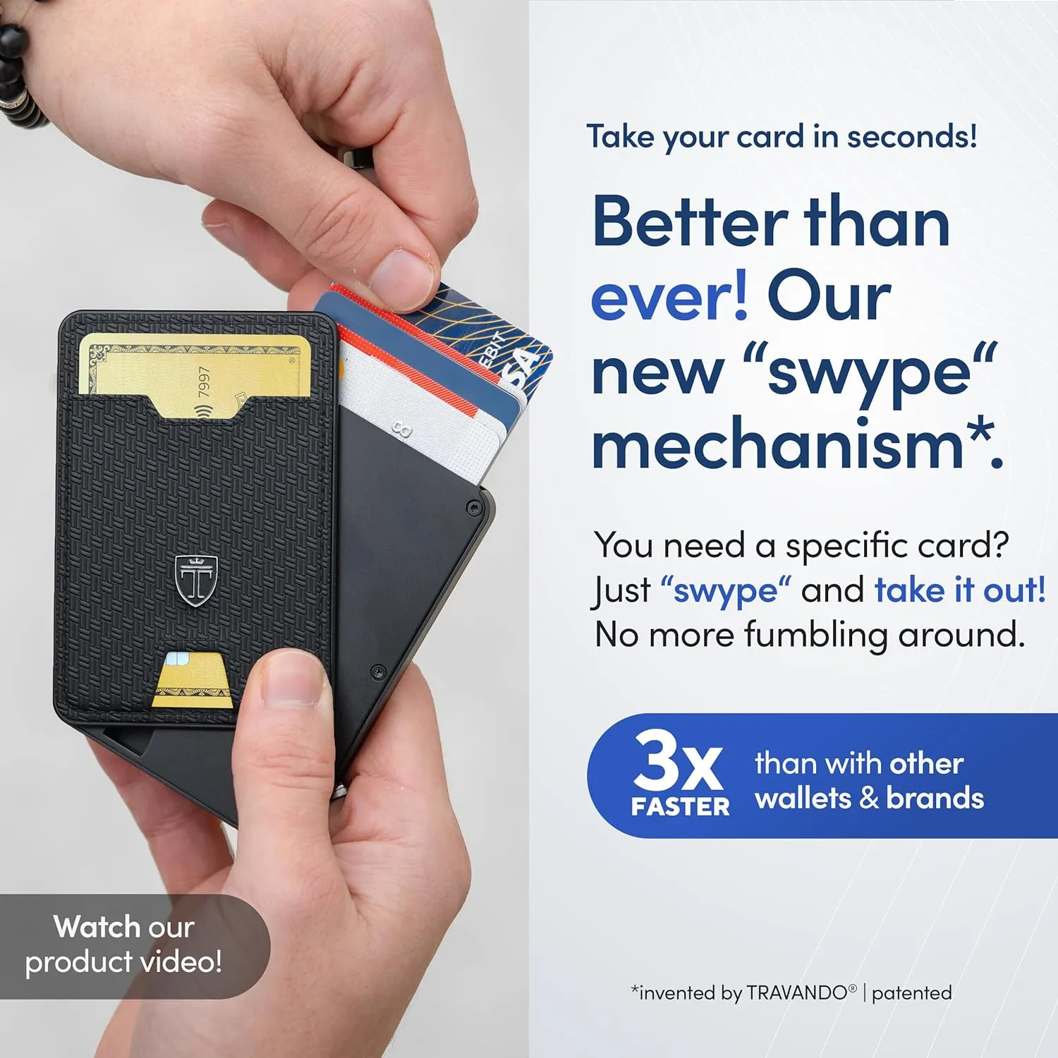 TRAVANDO Swype Slim Wallet for Men Metal RFID Blocking Mens Wallet Card Case