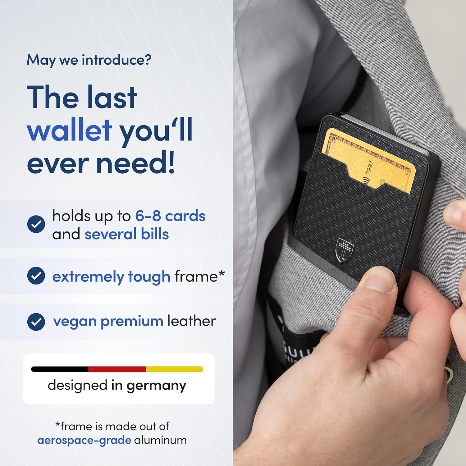 TRAVANDO Swype Slim Wallet for Men Metal RFID Blocking Mens Wallet Card Case
