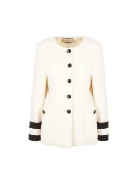 Tweed Jacket - Single-Breasted - Women's Outerwear