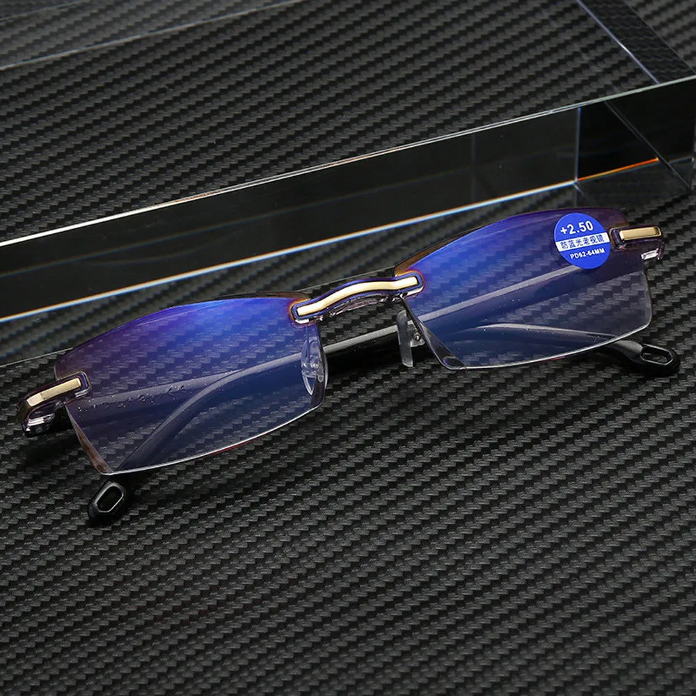 unisex rimless eye read glasses various strengths antiblue lights blocking ✈️ free.shipping