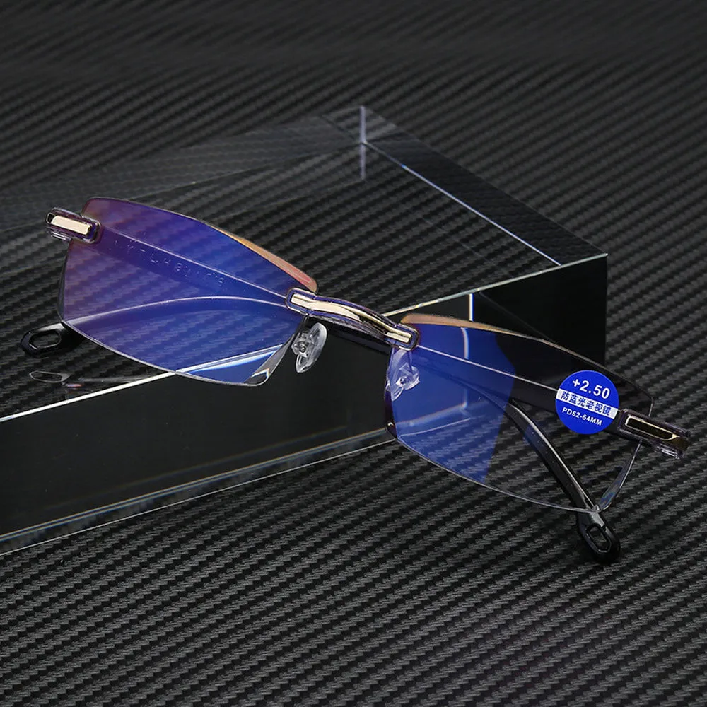 unisex rimless eye read glasses various strengths antiblue lights blocking ✈️ free.shipping
