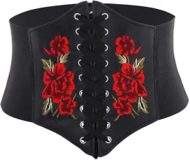 Urieo Flower Leather Corset Belt for Women