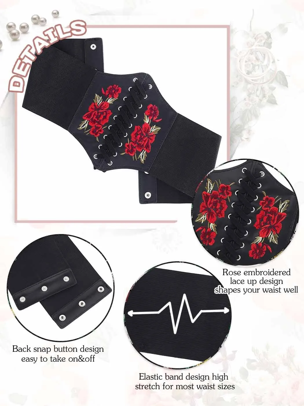 Urieo Flower Leather Corset Belt for Women