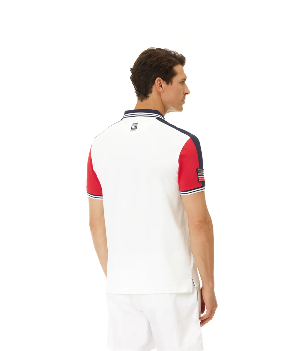 US POLO MEN COTTON PIQUE POLO SHIRT WITH CONTRASTING COLOR SLEEVES