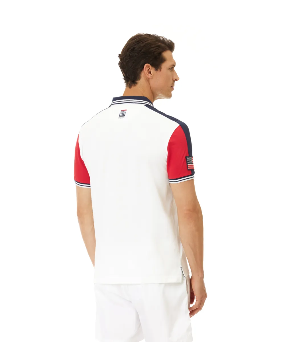 US POLO MEN COTTON PIQUE POLO SHIRT WITH CONTRASTING COLOR SLEEVES