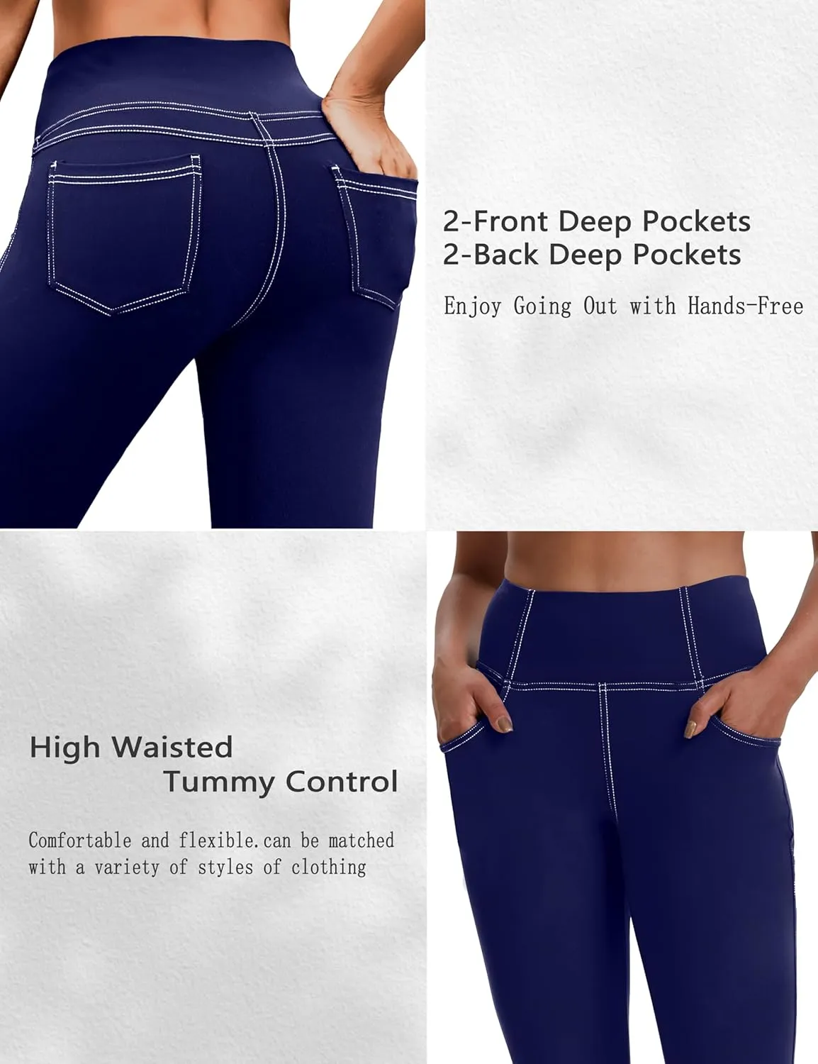 VOOVEEYA Women's Capri Leggings, Yoga Capris Pants with Pockets Stretchy Crop Pants High Waisted Straight Leg 21"