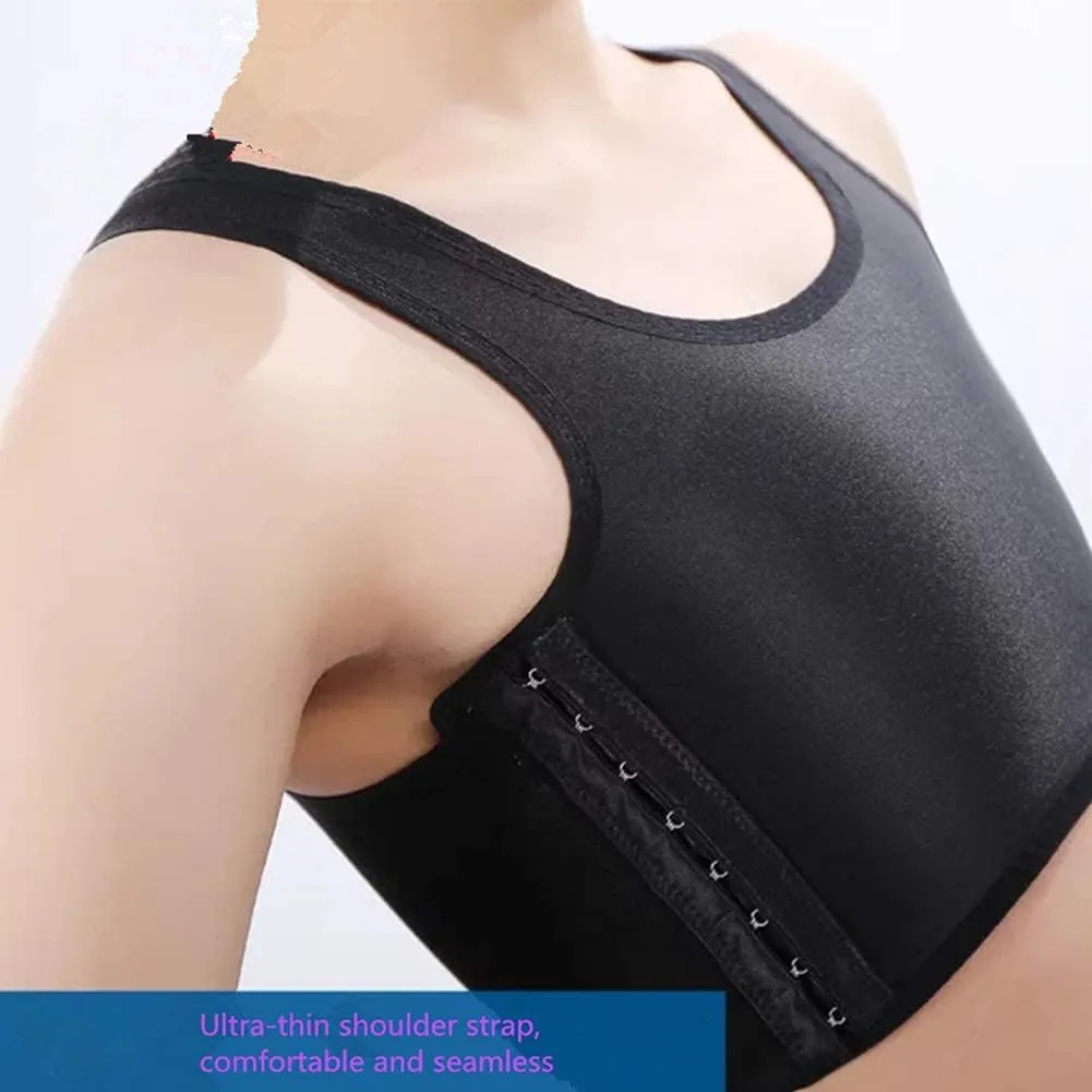 Women Hook Vest Top Sportswear Corset Straps Sports Tank Bra Chest Slim Fit Binders for Lesbian Tomboy
