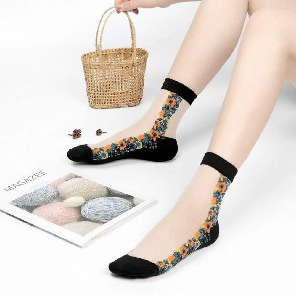women thin spandex sheer transparent ankle length feet cute toesocks ✈️ free.shipping