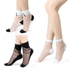 women thin spandex sheer transparent ankle length feet cute toesocks ✈️ free.shipping