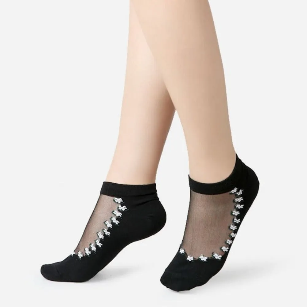 women thin spandex sheer transparent ankle length feet cute toesocks ✈️ free.shipping
