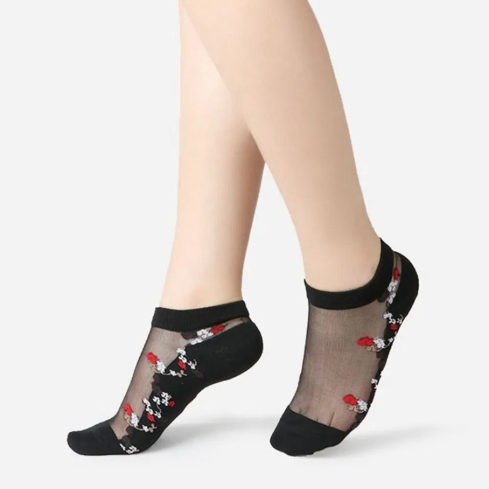 women thin spandex sheer transparent ankle length feet cute toesocks ✈️ free.shipping