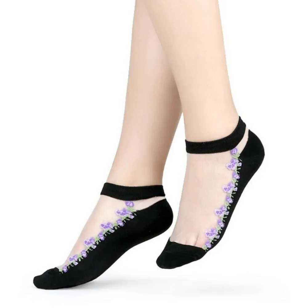 women thin spandex sheer transparent ankle length feet cute toesocks ✈️ free.shipping