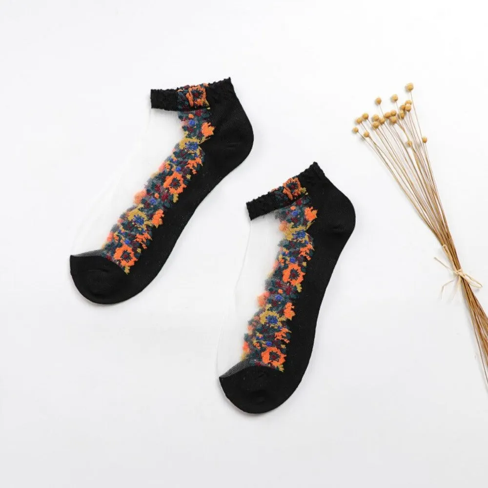 women thin spandex sheer transparent ankle length feet cute toesocks ✈️ free.shipping