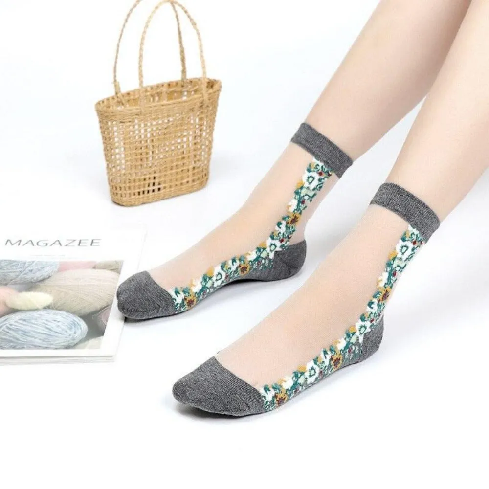women thin spandex sheer transparent ankle length feet cute toesocks ✈️ free.shipping