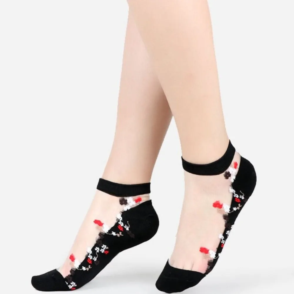 women thin spandex sheer transparent ankle length feet cute toesocks ✈️ free.shipping