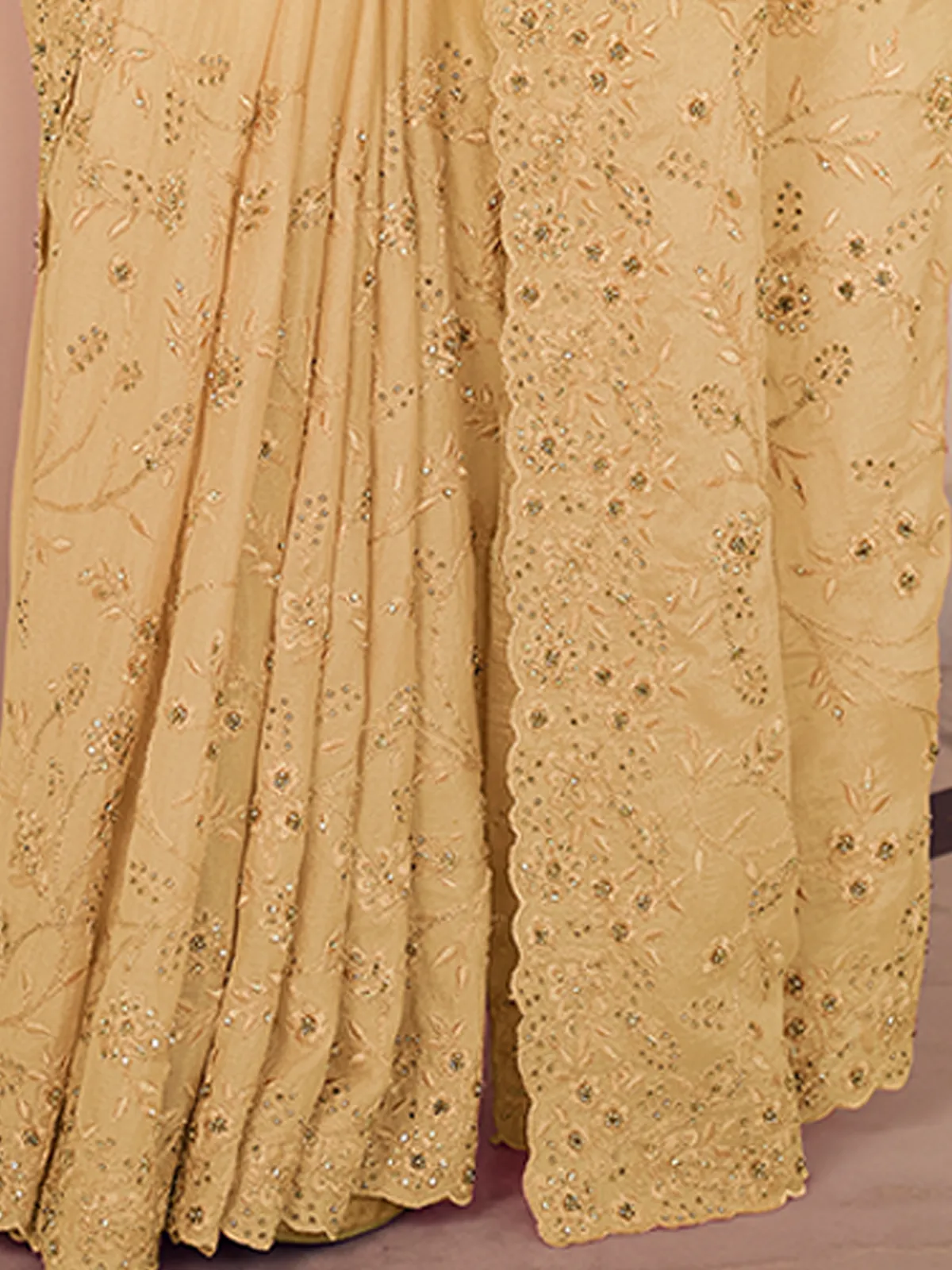 Yellow Chiffon Saree With Unstitched Blouse